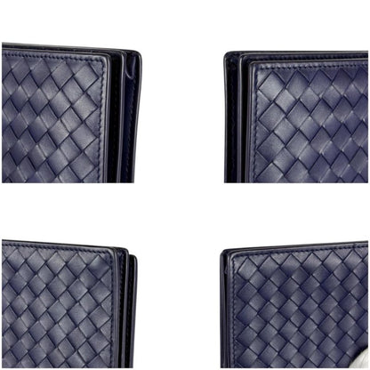 Bottega Veneta Botteg Veneta Bifold Long Wallet Intrecciato Leather Navy Long