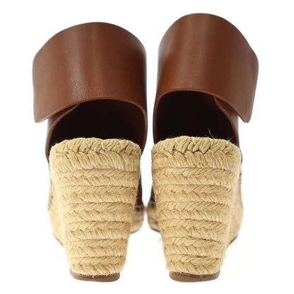 Celine Espadrille Open Toe Leather Wedge Sole Sandals 313853cspc Brown 35