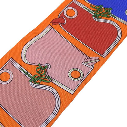 Hermes Twille Scarf Camails 100% Silk Orange Multicolor Small Accessories Women