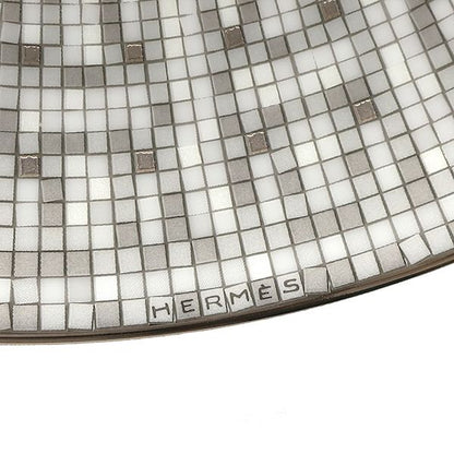 Hermes Tableware Dess Ert Plates Mosaic 24 Set of 2 Porcelain Platinum Never