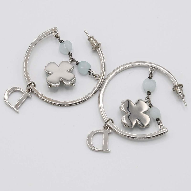 Christian DIOR Earrings Flower Rhinestone Approx 13.7g Accessories Box Bag H1789