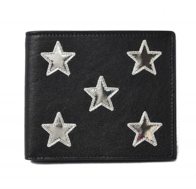 Saint Laurent Wallet YSL Saint Laurent Men's Foldable Wallet Star Leather Black