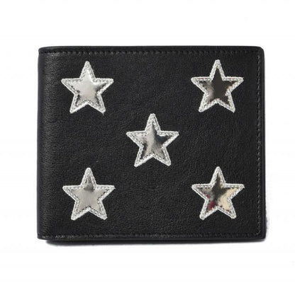 Saint Laurent Wallet YSL Saint Laurent Men's Foldable Wallet Star Leather Black