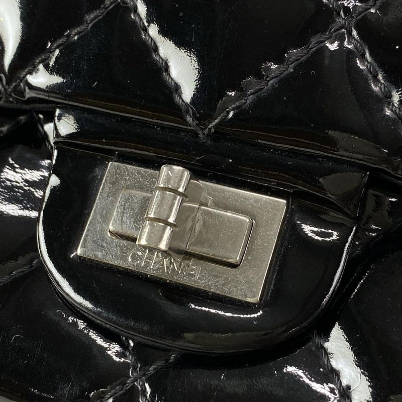 Chanel Shoulder Bag Double Flap Matelasse /255 Black Silver Hardware / Chain