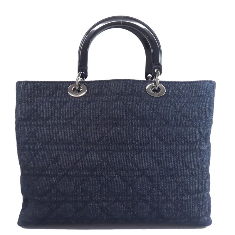 Christian DIOR Lady Dior Canage Tote 2WAY Handbag Denim Women