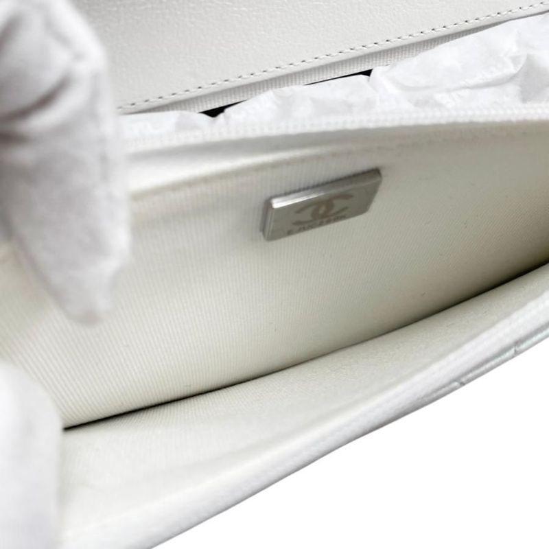 Chanel Shoulder Bag Ribbon Chain Wallet Matelasse Lambskin Coco Mark Pearly