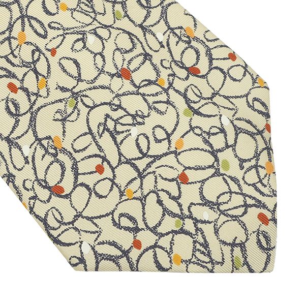 Hermes Necktie All Over Pattern 9cm (3.54in) Silk Beige Graffiti [box
