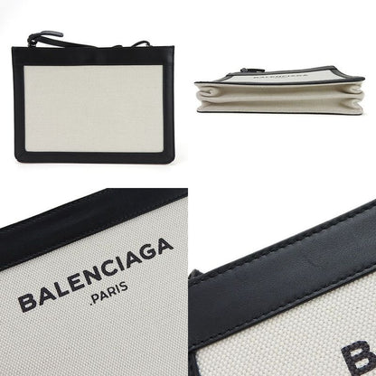 Balenciaga Shoulder Bag Navy Pochette 390641 Canvas Leather Ivory Black Casual