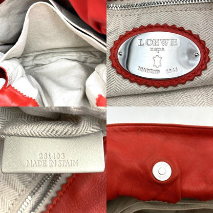 Loewe 261403 Shoulder Bag Red Leather Anagram Flamenco Fringe Ladies Brand Name
