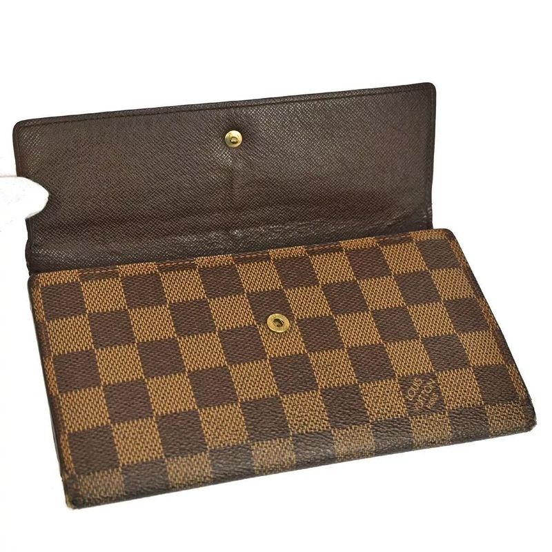 Louis Vuitton Long Wallet Damier Ebène Portefeuille International 09bs120