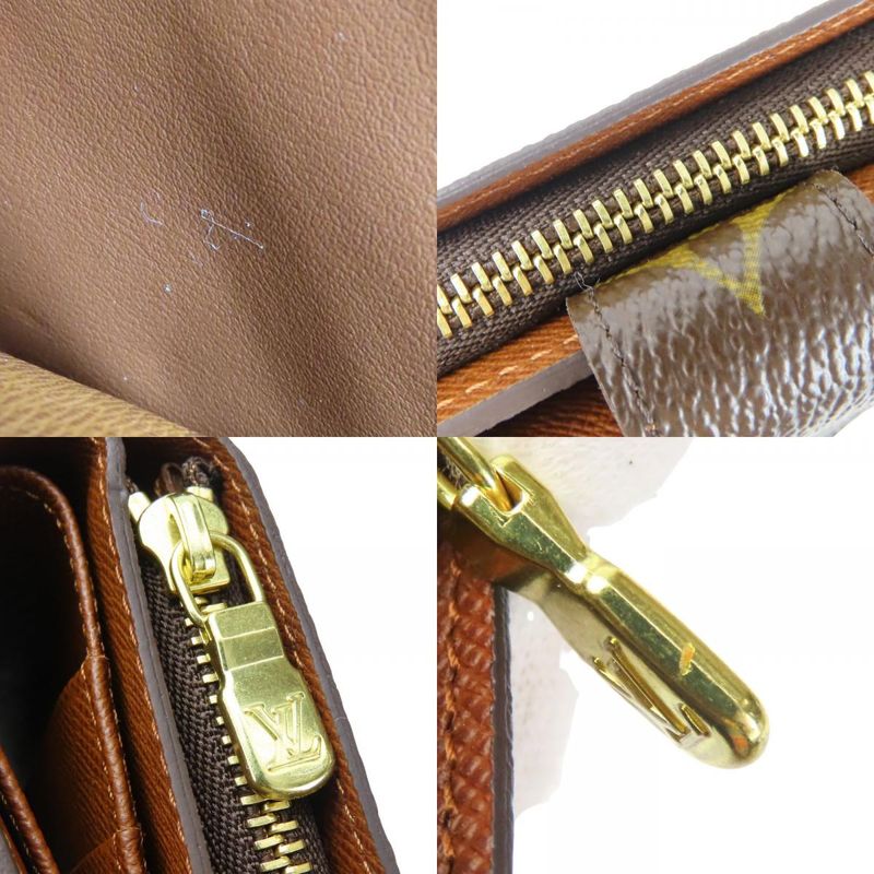 Louis Vuitton Bifold Wallet Porte Papier M61207 Monogram Brown Gold Hardware