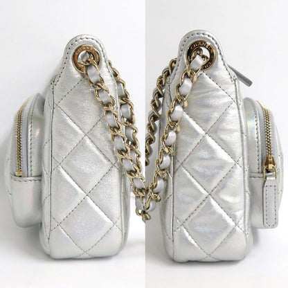 Chanel Chain Clutch Bag Iridescent Metallic Lambskin Silver - Ap4349