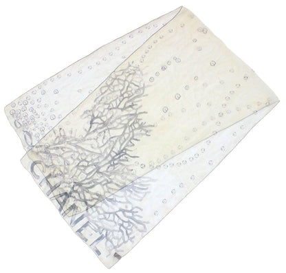 Chanel Cocomark Logo Coral Pattern See-through Silk Scarf