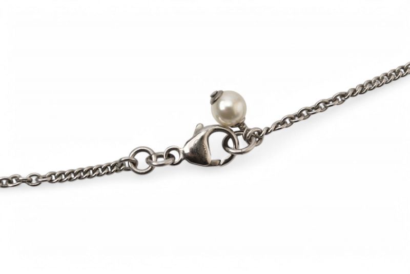 Chanel Necklace Pendant 2way Chanel Coco Mark CC Rhinestone Pearl Motif Silver