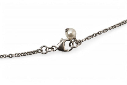 Chanel Necklace Pendant 2way Chanel Coco Mark CC Rhinestone Pearl Motif Silver
