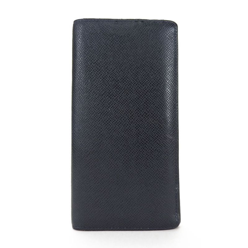 Louis Vuitton Long Wallet Portefeuille Brazza Taiga Dark Navy Silver Hardware