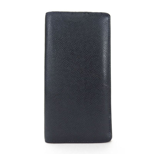 Louis Vuitton Long Wallet Portefeuille Brazza Taiga Dark Navy Silver Hardware