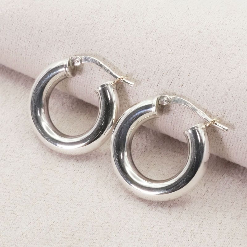 Bottega Veneta Silver Hoop Earrings 25-1593 Box