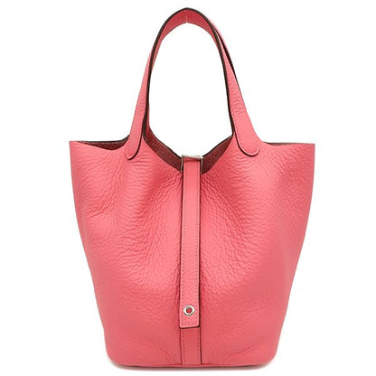 Hermes Handbag Picotin Lock PM Taurillon Clemence Rose Azalea Silver Hardware