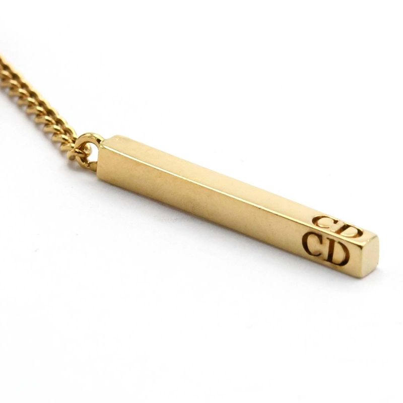 Christian DIOR Tribal Earrings Resin Pearl CD Logo Chain Pink GP 7.3g Box With