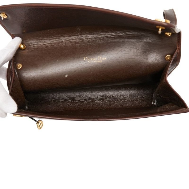 Dior CD Logo One Shoulder Bag Brown Leather Women's Dior