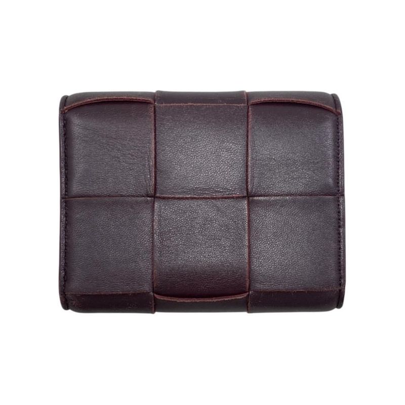 Bottega Veneta Trifold Wallet Maxi Intrecciato 651372 Leather Purple Gold