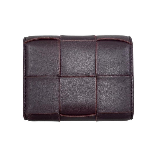 Bottega Veneta Trifold Wallet Maxi Intrecciato 651372 Leather Purple Gold