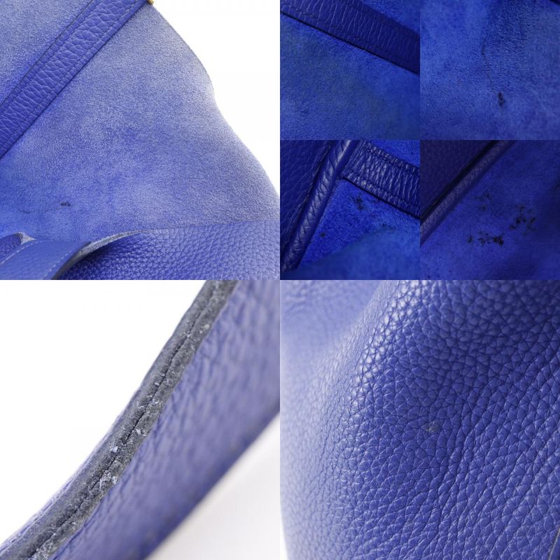 Hermes Picotin Lock 22mm (0.87in) Taurillon Clemence Blue Electric Blue/gold