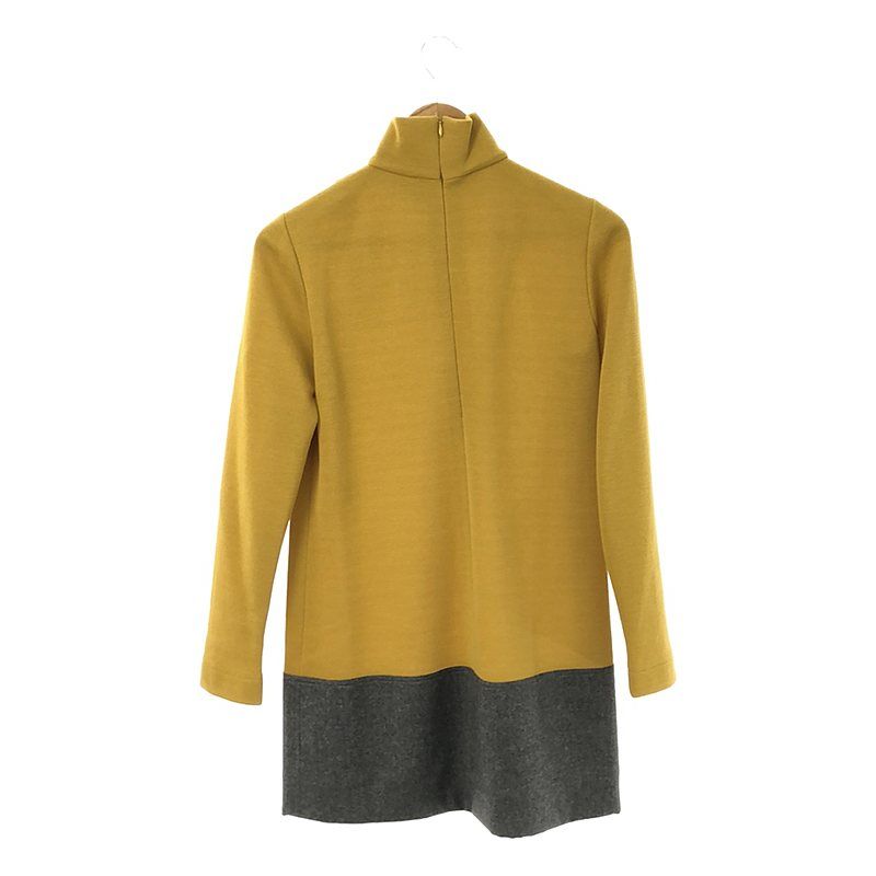 Fendi - Wool Bicolor High Neck Dress - 40 - Yellow Gray - Women's