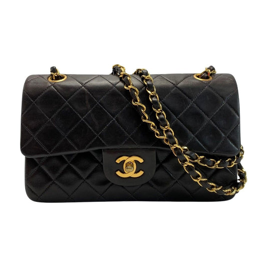 Chanel Matelasse Double Flap Lambskin Black Chain Shoulder Bag