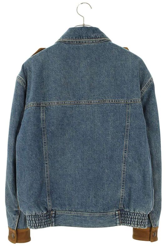 Celine 2q250862n Leather Cut Aviator Denim Jacket Denim Jacket Women's XS