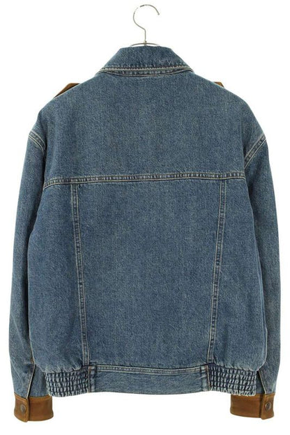 Celine 2q250862n Leather Cut Aviator Denim Jacket Denim Jacket Women's XS