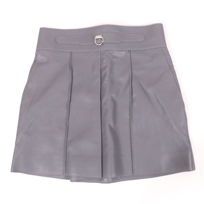 Hermes 2021 Lamb Leather Shorts With D-can Bottoms Gray 38 Made In Italy
