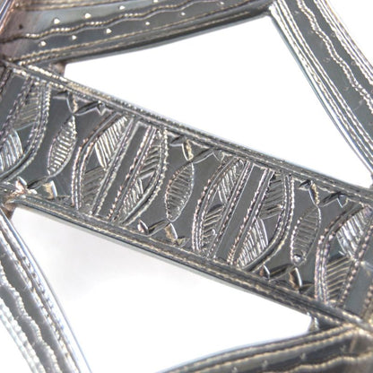 Hermes Touareg Hand Engraved Design Chrome Color Leather Use Belt Buckle Sv925