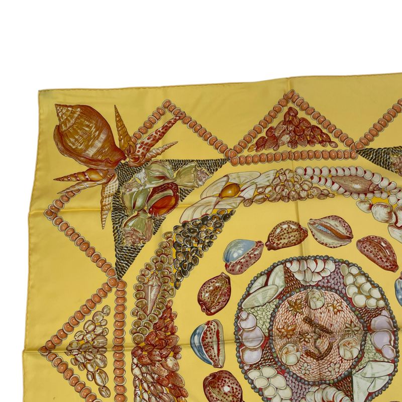 Hermes Carre 90 Silk Scarf Rocaille Shell Multicolor Storage With Bag
