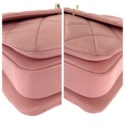 Chanel Matelasse Coco Mark Turnlock Logo Plate Pink Lamb Skin Chain Shoulder