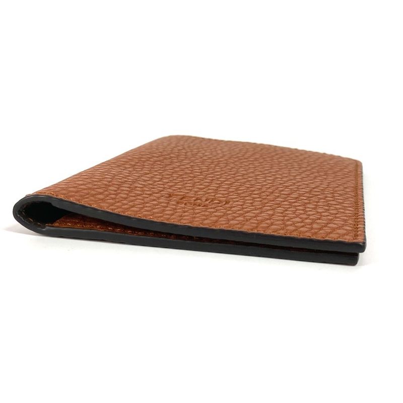 Fendi Passport Case With Logo Leather Brown