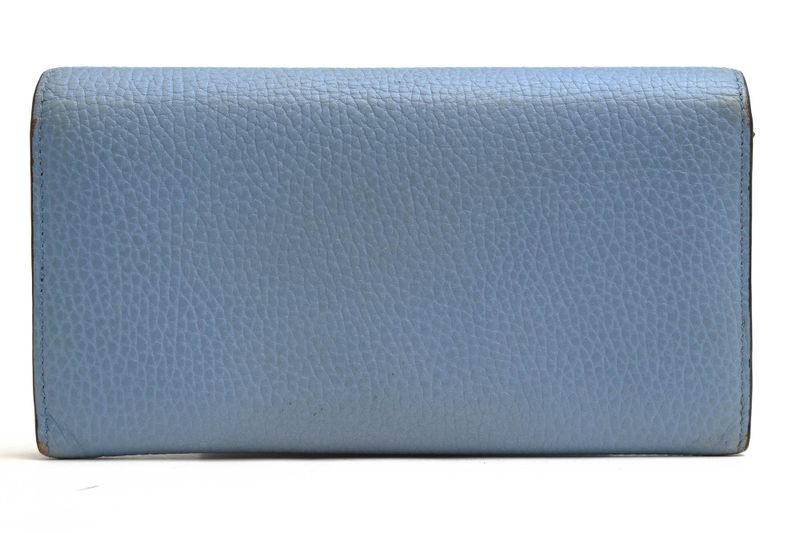 Gucci Long Wallet Ladies Women Leather Genuine Light Blue Light Blue 449279