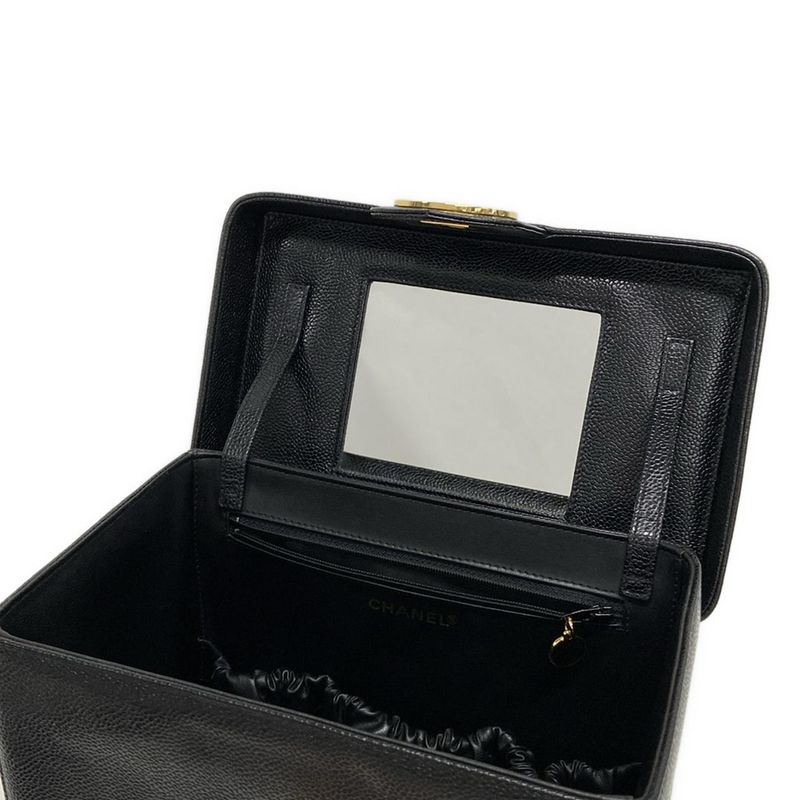 Chanel Vanity Bag - Black With Gold Hardware / Mirror