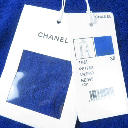 CHANEL 19M P61782v42943 COCO Beach 100% Cotton Pile Sleeveless Top Blue 38