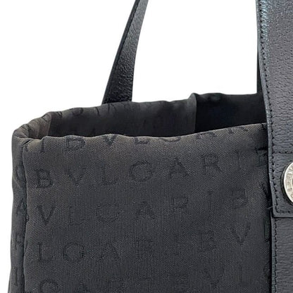 Bulgari Tote Bag Black Logomania Light Nylon Leather Preowned