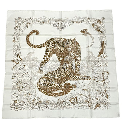 Hermes Scarf Carre 90 DIP DYE Jungle LOVE Jungle Love Silk White