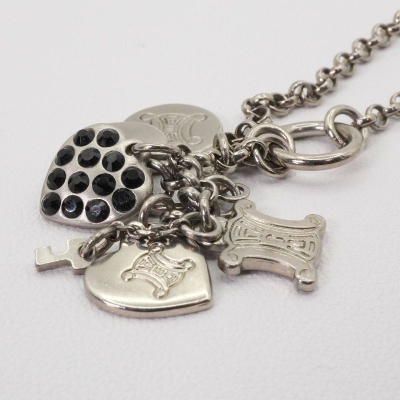 Celine Heart Charm Stone Necklace Macadam 25-694s