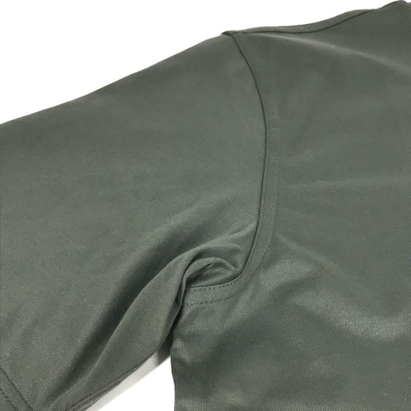 Hermes Short Sleeve T-shirt Horse Leather Patch Leather Tag Cotton Gray Khaki