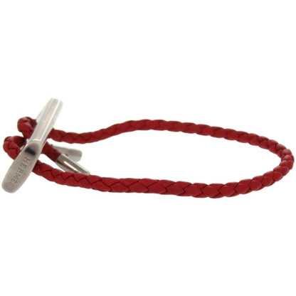 Hermes Silver 925 Leather Silver Hardware Red Bracelet 1125 Hermes