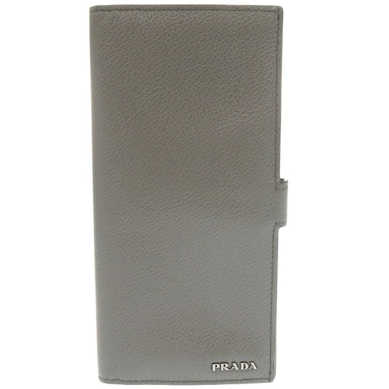 Prada Leather Gray Bifold Long Wallet Bifold Long Wallet Long Wallet 1332 Prada