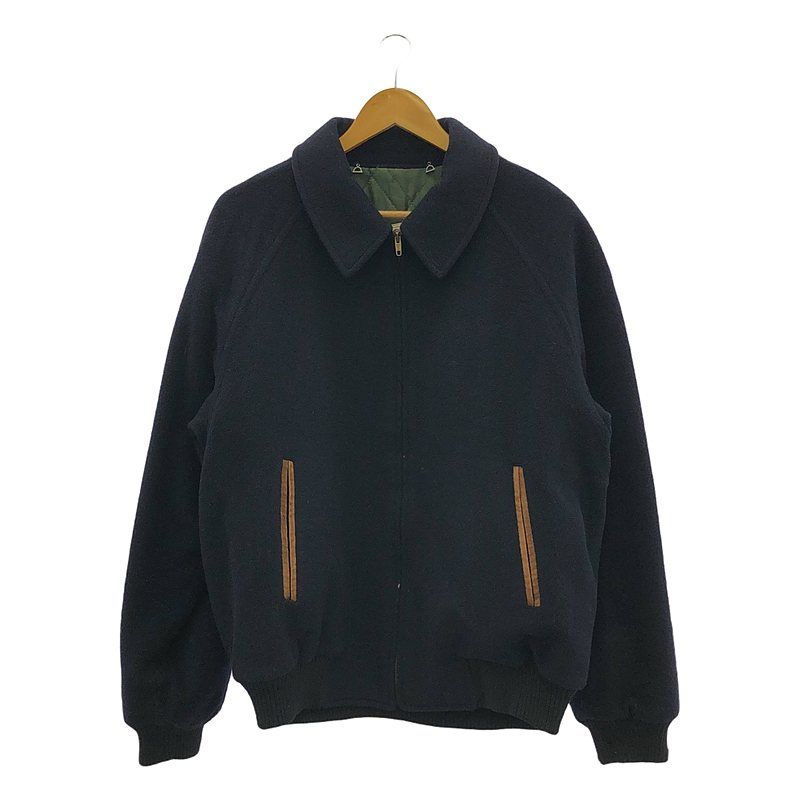 Gucci | 80s Vintage Wool Elbow Patch Zip Up Jacket | 50 | Navy | Men's