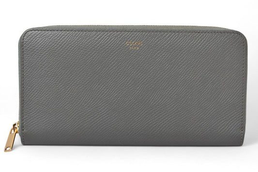 Celine Wallet Celine Long Wallet Large Zipped Calfskin Gray 10b553el.09