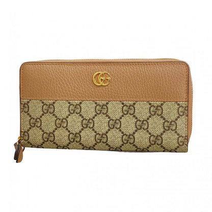 Gucci Long Wallet GG Nylon 456117 PVC Leather Pink Brown Chien Pan Gold