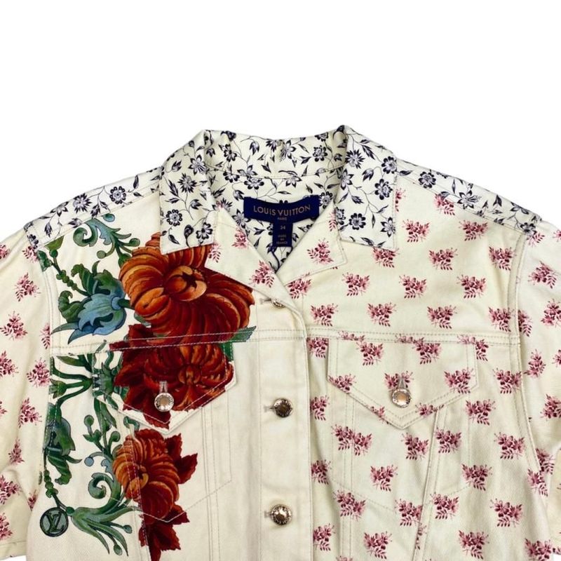 Louis Vuitton Denim Jacket Flja37fx0 Size 34 Yellow Flower Rw212w Fx0 Flja37